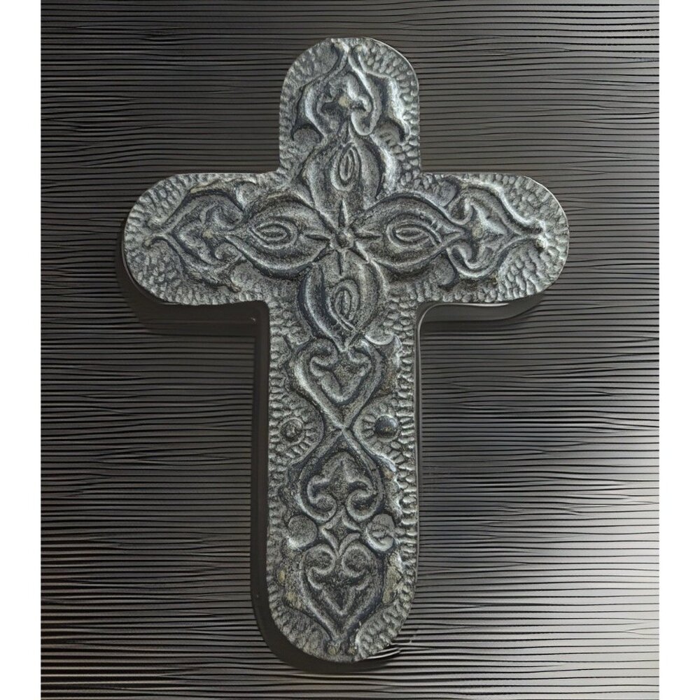 VINTAGE CATHOLIC RELIGIOUS CRUCIFIX CROSS HEAVY BAROQUE ORNATE 10”x 0.75”x 7”
